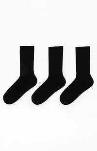 Pacsun 3 Pack Black Embroidered Basic Crew Socks