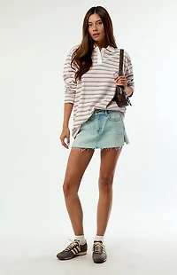 adidas Striped Long Sleeve Oversized Polo Shirt