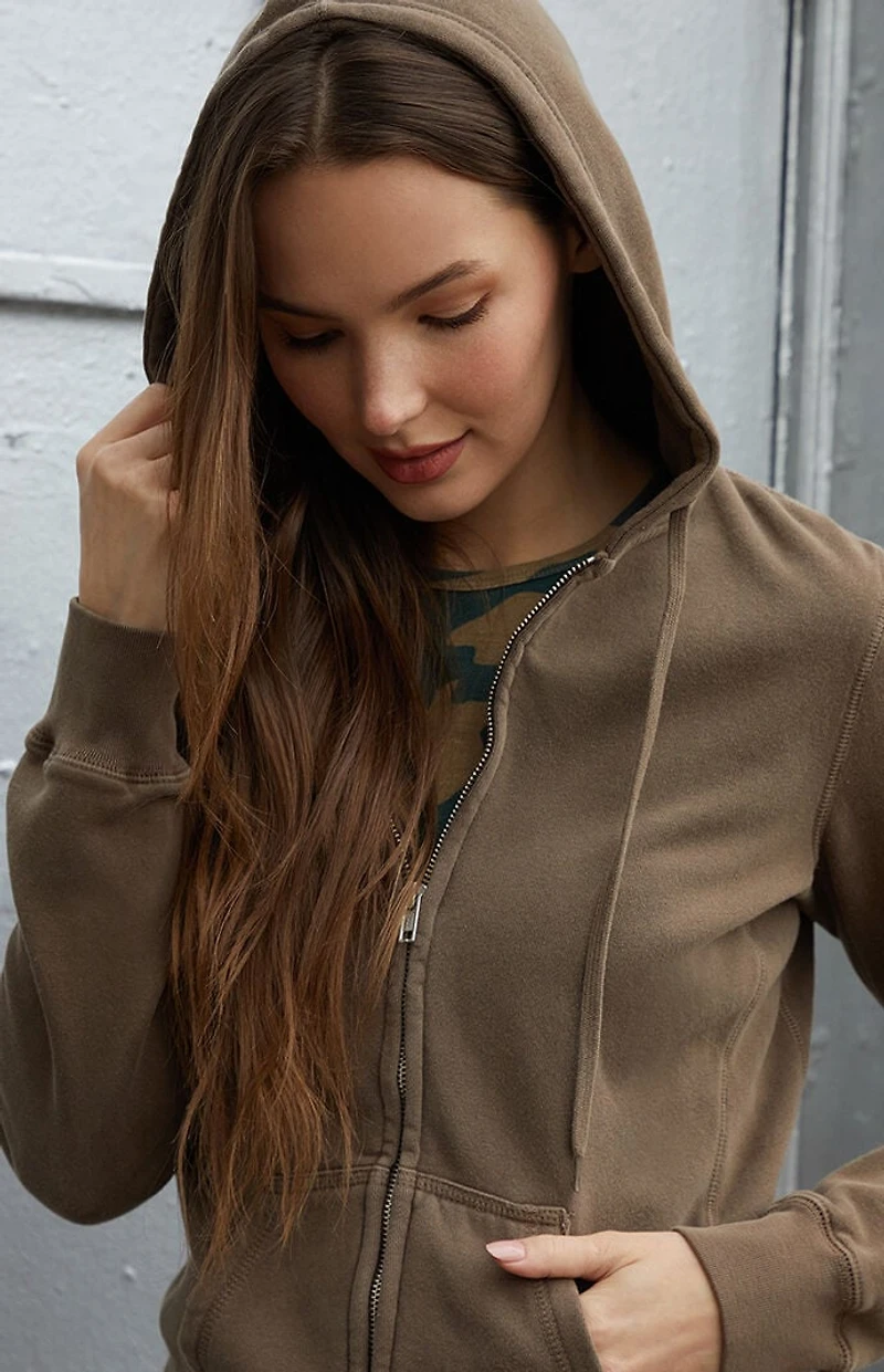 John Galt Brown Christy Zip Up Hoodie