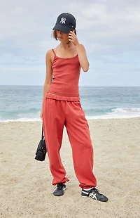 John Galt Red Pointelle Skylar Tank Top