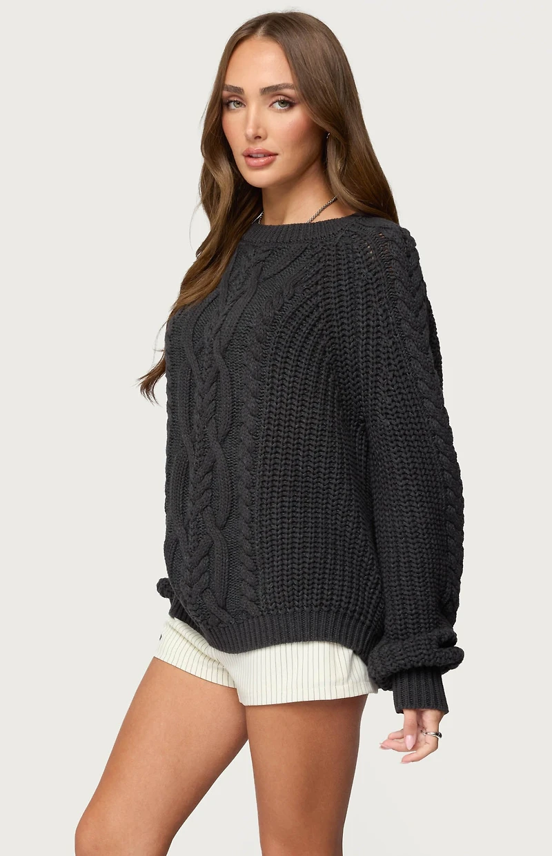 Edikted Lira Chunky Cable Knit Sweater