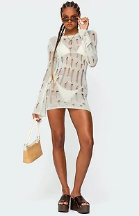 Edikted Manuela Distressed Knit Mini Dress