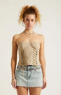 Third Charm Knox Strapless Denim Lace-Up Corset