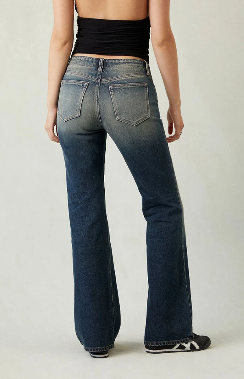 Pacsun Jade Low Rise Bootcut Jeans Lace-Up Dark Blue