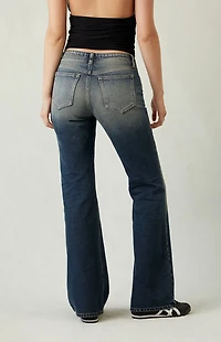 Pacsun Jade Low Rise Bootcut Jeans Lace-Up Dark Blue