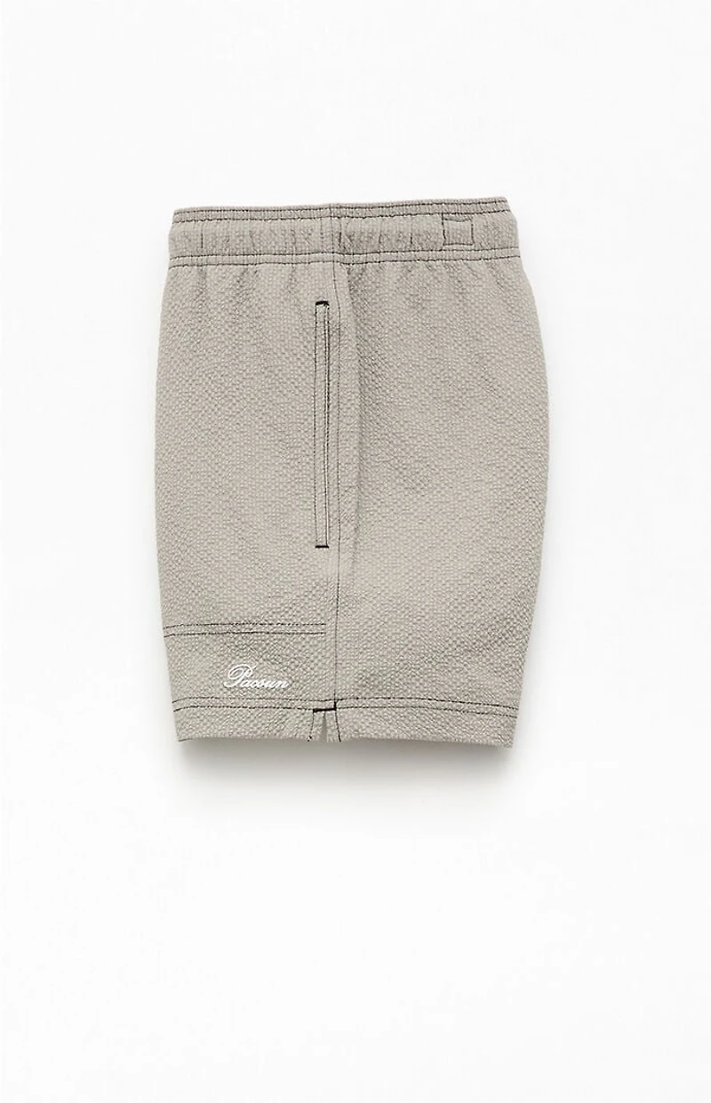 Pacsun Gray Solid Seersucker 4.5" Swim Trunks