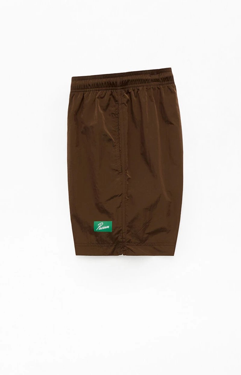 Pacsun Brown Solid 6.5" Swim Trunks