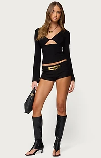 Edikted Kailee Cutout Long Sleeve Ribbed Top