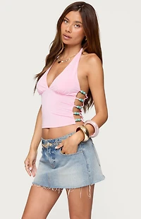 Edikted Azaria Bead Cut Out Halter Top