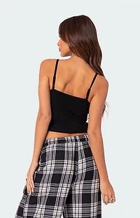 Edikted Lace Trim Ribbed Tank Top