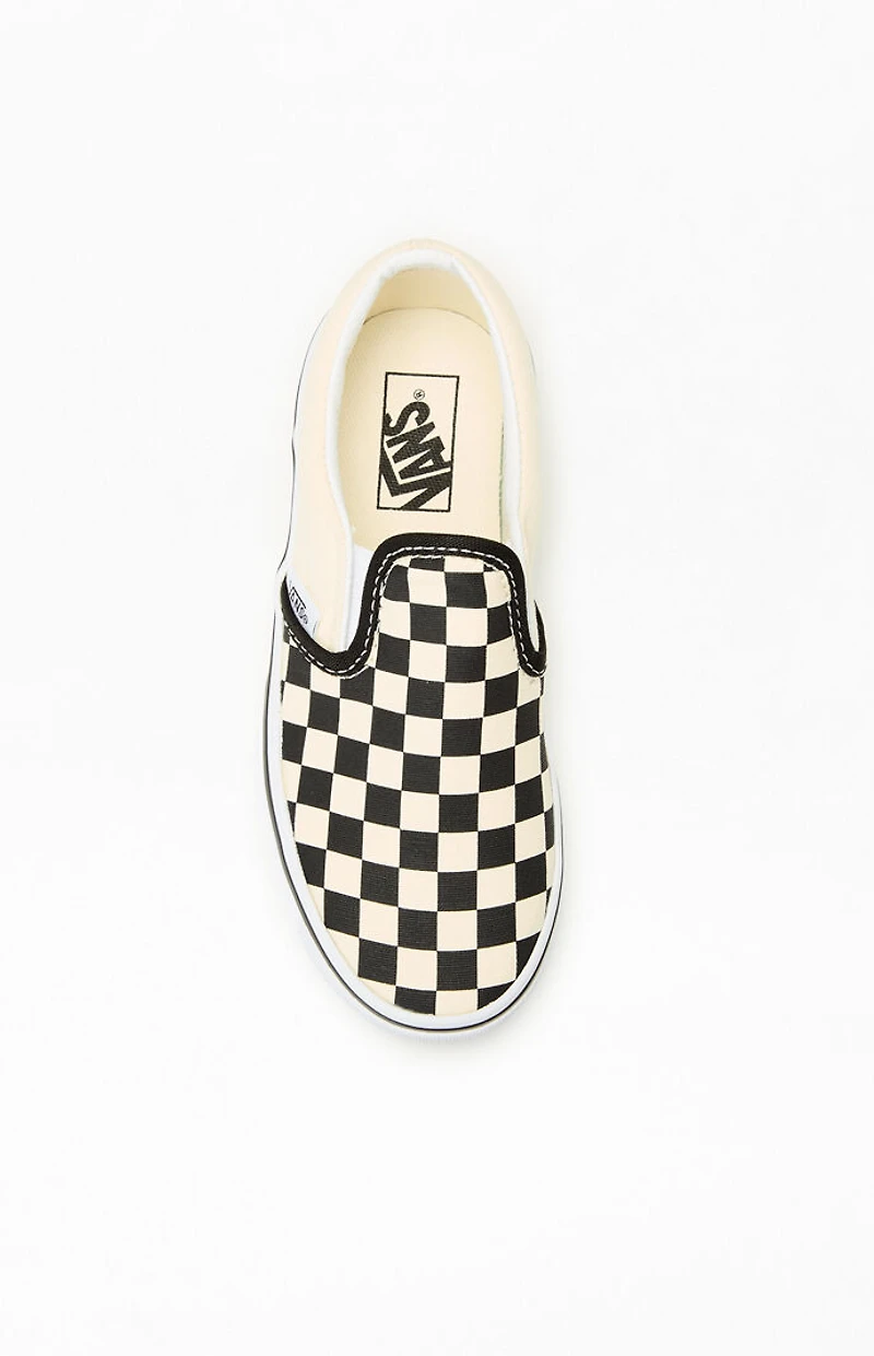 Vans Kids White & Black Checker Classic Slip-On Shoes