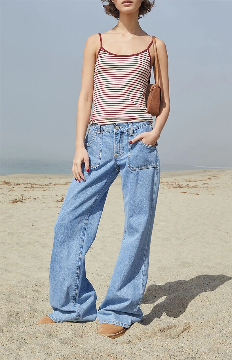 John Galt White & Burgundy Striped Skylar Tank Top