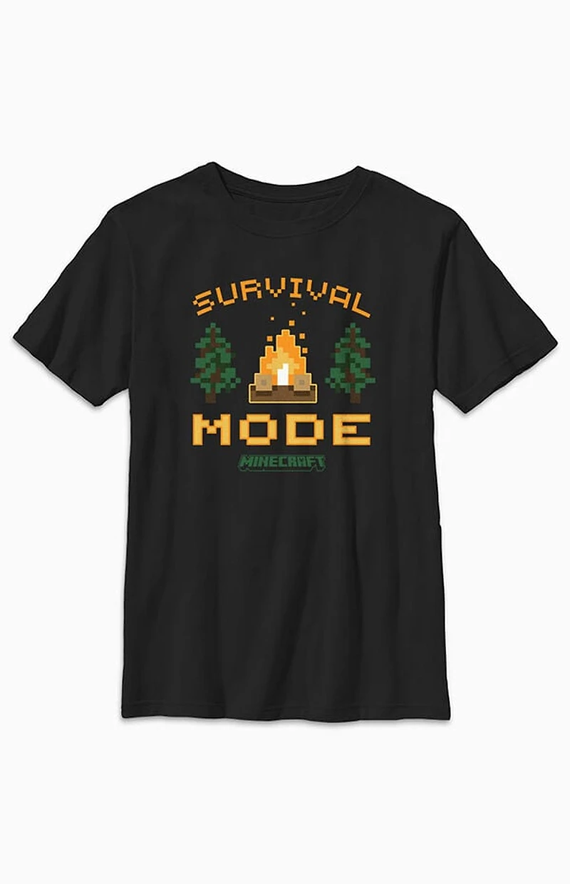 Kids Minecraft Camp Fire Survival T-Shirt