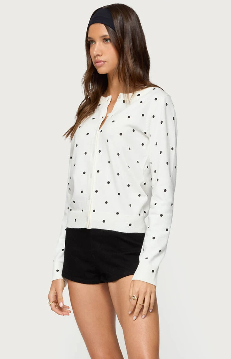 Edikted Shea Polka Dot Knitted Cardigan