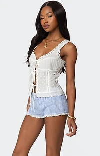 Edikted Fiore Eyelet Tie Front Top