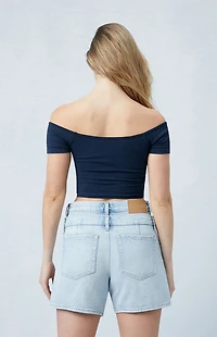 Pacsun Eco Light Indigo Double Waistband High Waisted Relaxed Jorts