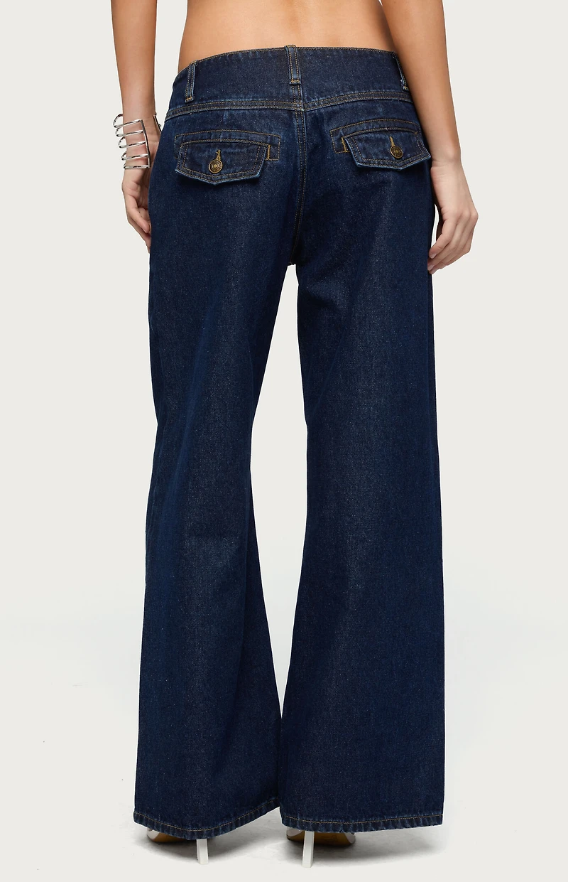 Edikted Petite Meredith Low Rise Wide Leg Jeans