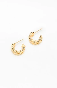 LA Hearts 14K Gold Plated Braided Hoop Earrings