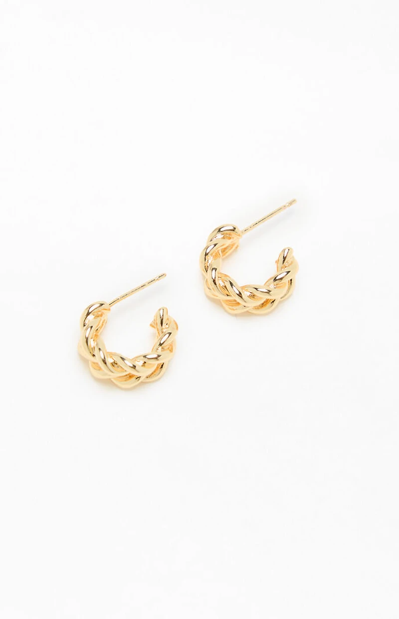 LA Hearts 14K Gold Plated Braided Hoop Earrings