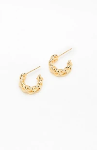 LA Hearts 14K Gold Plated Braided Hoop Earrings