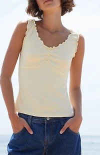 John Galt Yellow Crinkle Malena Top