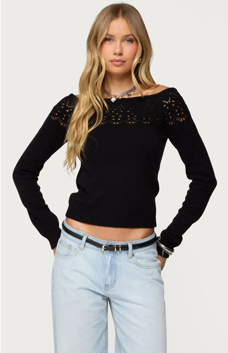 Edikted Lillis Boat Neck Knit Top