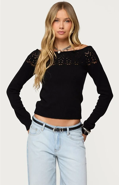 Edikted Lillis Boat Neck Knit Top
