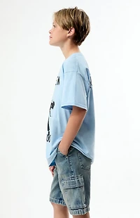 Pacsun Kids Extreme Baggy Denim Shorts Cargo Medium Blue Tint