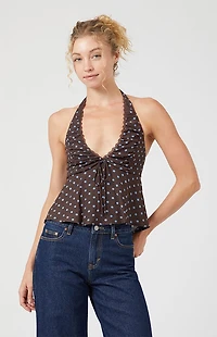 Beverly and Beck Polka Dot Zara Halter Top
