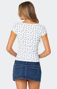 Edikted Orly Floral Ribbed Top