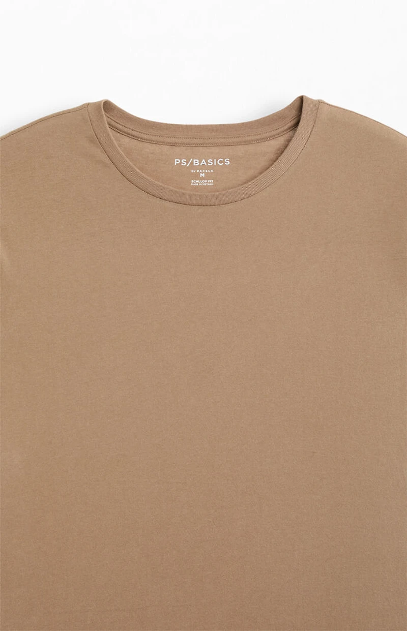 Pacsun Brown Basic Scalloped T-Shirt