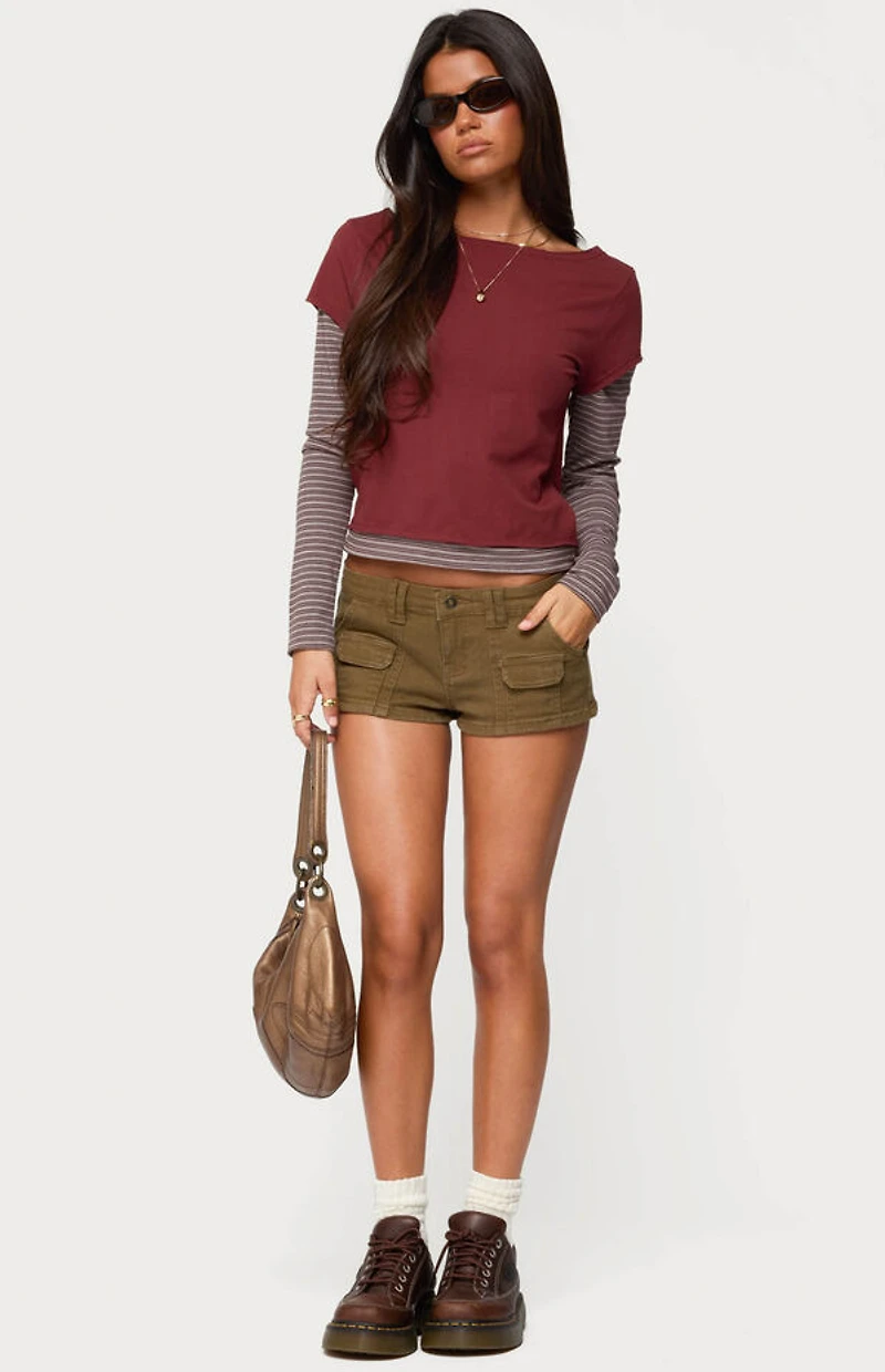 Edikted Layered Stripey Long Sleeve T-Shirt