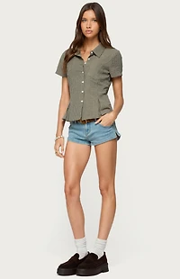 Edikted Alisa Plaid Tailored Button Up Shirt