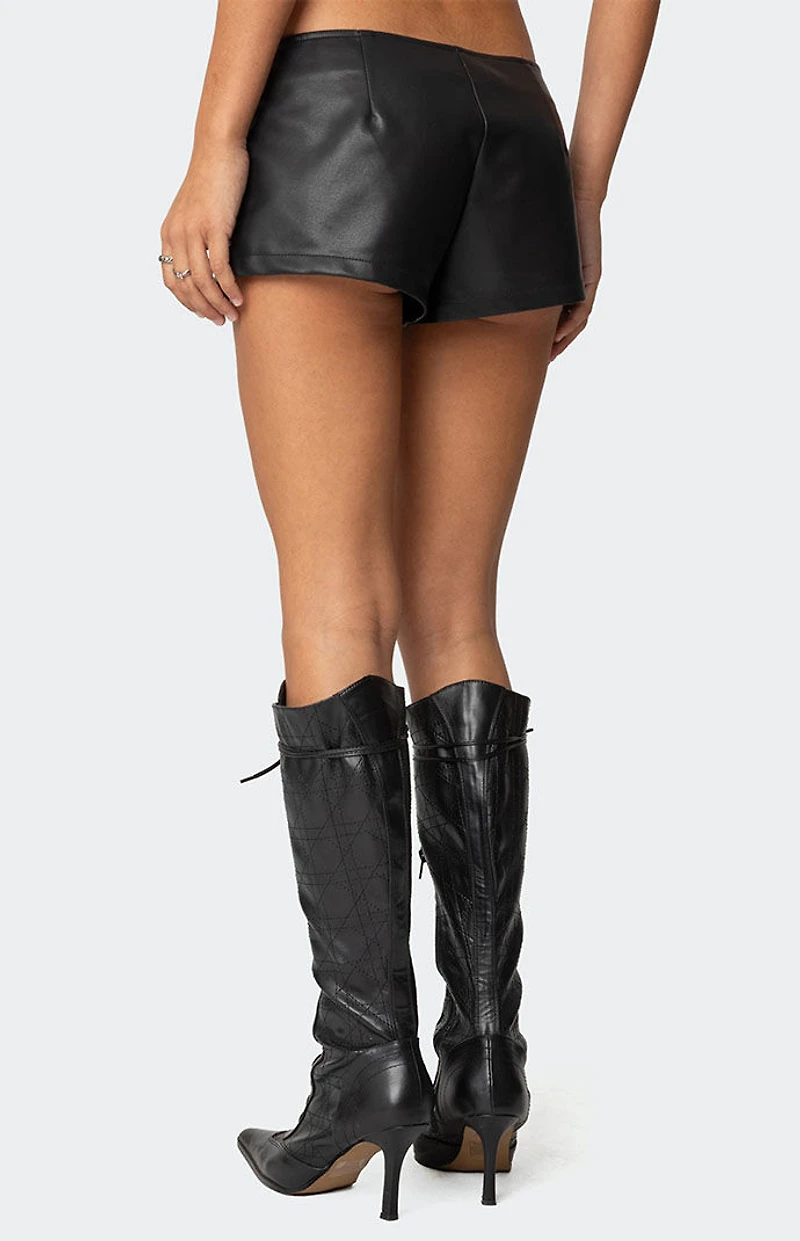 Edikted Studded Faux Leather Micro Shorts