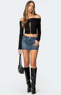 Edikted Lace Up Fold Over Top