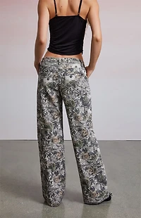 Third Charm Tree Camo Low Rise Baggy Jeans