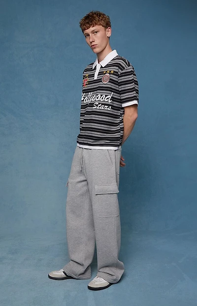 Pacsun Gray Fleece Extreme Baggy Cargo Sweatpants