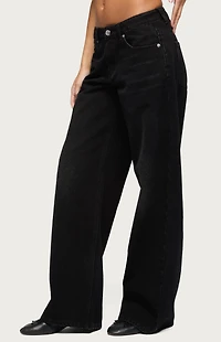 Edikted Raelynn Washed Low Rise Baggy Jeans