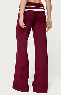 Edikted Kaliya Stripey Fold Over Knit Flared Pants