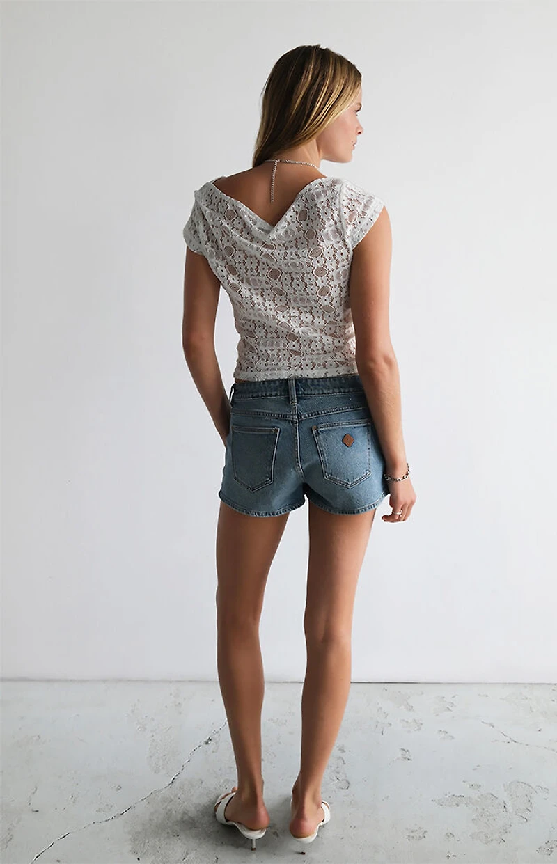 ABRAND Selena 99 Low Rise Denim Shorts