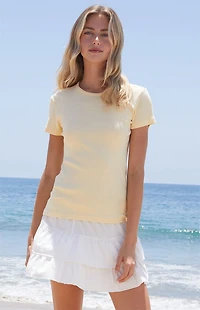 John Galt Yellow Hailie Short Sleeve Top