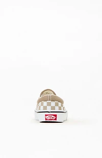 Vans Kids Brown Checker Classic Slip-On Shoes