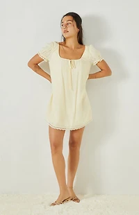 Beverly and Beck Naomi Lace Trim Short Sleeve Babydoll Dress