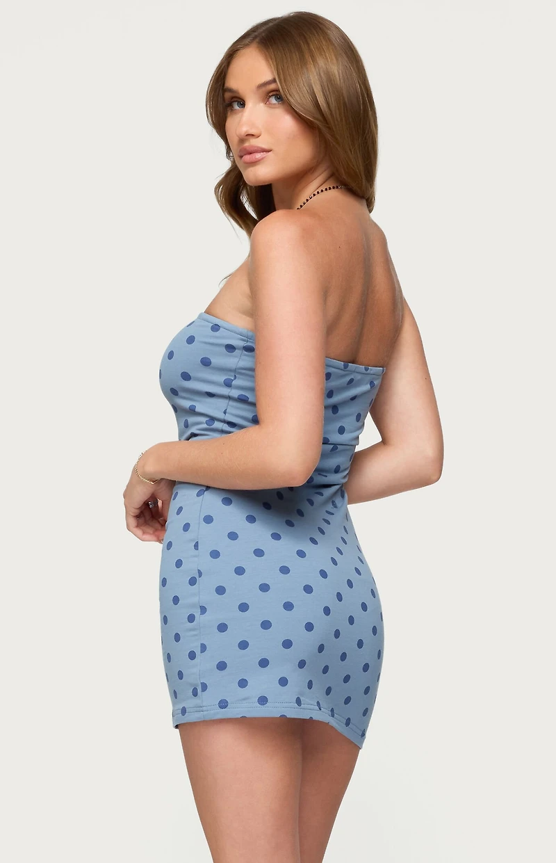 Edikted Lewis Polka Dot Strapless Mini Dress