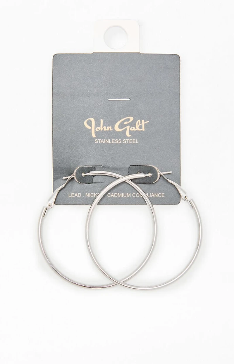 John Galt Large Silver Hoop Earrings