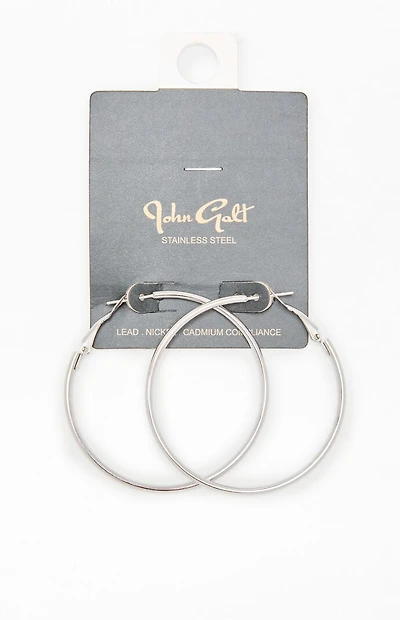 John Galt Large Silver Hoop Earrings