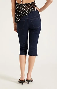 Pacsun Capri Denim Shorts Stretch Dark Blue