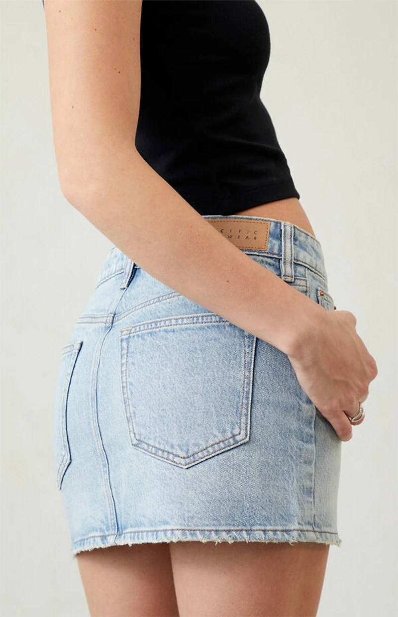 Pacsun Bella Stretch Light Indigo Mid Rise Denim Mini Skirt