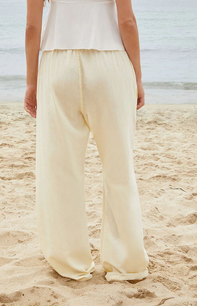 John Galt Yellow Anastasia Linen Baggy Lounge Pants