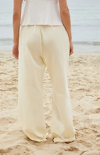 John Galt Yellow Anastasia Linen Baggy Lounge Pants